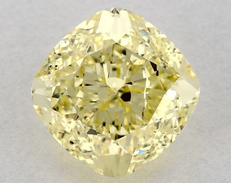 This cushion modified cut 3.01 carat Fancy Light Yellow color SI1 clarity has a diamond grading report from GIA